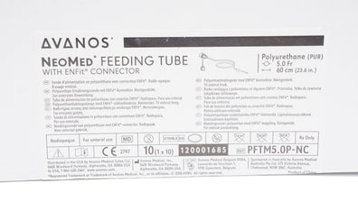 Avanos PFTM5.0P-NC NeoMed Feeding Tube w/Connector 5.0Fr x 23.6inch - Box of 10